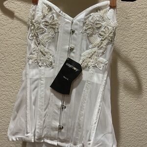 Corset Story White Floral Embellished Corset Top-NWT